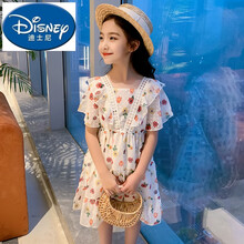 ℘迪士尼 (Disney)品牌女童雪纺连衣裙夏装2021年新款洋气儿童公主裙夏薄款童装裙子夏季 白色 110cm