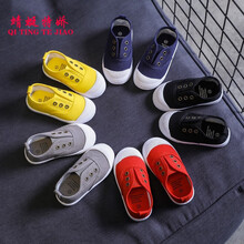 蜻蜓特娇男女宝宝小白鞋2021春季新款儿童帆布鞋校园软底室内鞋中小童学生舞蹈鞋小孩鞋子 红色 25(建议脚内长16-16.5cm)