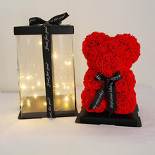 520生日礼物 永生花 独角兽 玫瑰花熊礼盒 超仙送女友老婆闺蜜情人节 透明 25cm红色小熊
