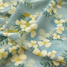 卓丽施时尚布艺 三花缎雪纺布料 春夏季印花面料 蓝色优雅花 不透柔软 优雅花(半米价)0.5米 不透明