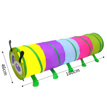 彩虹隧道 儿童阳光室内爬行彩虹隧道帐篷感统钻山洞训练幼儿园宝宝玩具爬筒 五色毛毛虫通道