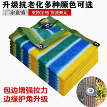 枫槿遮阳网四色条纹加密防晒网家用隔热网六道包边打孔汽车阳台楼顶防晒遮光网 四色条纹3米X6米【六线包边】