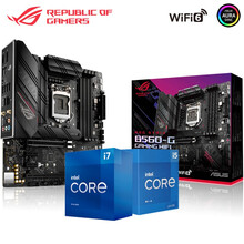 华硕B560主板 搭配英特尔11代11400F/11600/11700酷睿盒装CPU 台式机板U套装 【猛禽小板】ROG B560-G WiFi i7 11700 8核16线 带核显 中文原盒