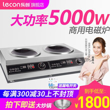 乐创（lecon）商用电磁炉大功率3500W5000W双头组合嵌入式电磁炉商用多头凹面平面 台式双凹面5000W*2