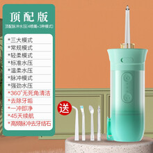 冲牙器电动便携式正畸牙齿结石水牙线家用口腔冲洗器洗牙器 乾越 浅绿色 脉冲水压（4个喷头 种模式）