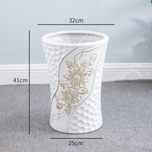 北欧特大号陶瓷花盆室内客厅落地高筒大花盆阳台琴叶榕发财树 白色牵牛花32*41厘米 特大