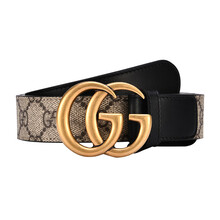 古驰 GUCCI 皮带 女士乌木色双G带扣帆布腰带  625839 92TLT 9769 100