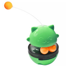 猫咪玩具不倒翁转盘狗狗玩具漏食球逗猫棒摇摆球自嗨神器喂食球 绿色 不倒翁漏食球玩具