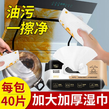 兴洽厨房清洁湿巾 家用油烟机强力去油顽固污渍干洗去污清洁一次性专用湿纸巾洗碗抹布 1包装（40片）