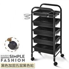 墨一美发用品发廊工具复古烫染推车小工具柜多功能理发店专用全套器材 黑色加固五层黑轮