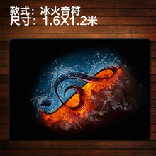 加厚架子鼓地毯垫防滑减震鼓毯电子鼓爵士鼓家用隔音鼓毯 加厚软胶底冰火音符【1.6x1.2米】