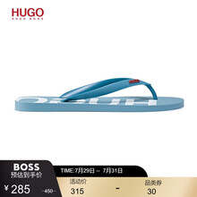 HUGO BOSS雨果博斯男士2021春夏新款带有徽标饰带品牌内底人字拖 420-中蓝色 EU:43/44