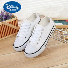 【捡漏特价】迪士尼DISNEY儿童亲子低帮帆布鞋男童黑白色布鞋女童学生平底休闲鞋童鞋球鞋子 白色 30
