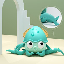 灵动宝宝 宝宝玩具水陆八爪鱼抖音儿童男女孩洗澡玩具游泳牵绳爬行行走戏水 绿色-牵线可下水