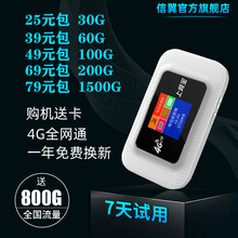 信翼全网通4G随身wifi便携路由器移动无限流量免插卡usb无线卡托电信笔记本手机车载mifi上网宝 全网通彩屏升级版（2100毫安） 电信720G一年累积