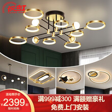 【包安装】长虹LED客厅灯简约现代北欧时尚轻奢吸顶灯套餐组合灯饰卧室灯餐厅灯具 套餐1三房两厅/12头