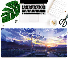 海琴烟 鼠标垫超大号油画风唯美风景艺术动漫简约文艺个性定制订做电脑办公电竞游戏锁边护腕键盘垫桌垫 残阳晚霞 500x1000x5mm