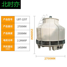 北时亦冷却塔冷水塔工业凉水塔冷却水塔大小高温型玻璃钢圆10吨降温 125吨高温冷却塔