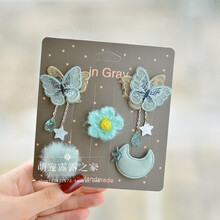 卡通宠物发夹发梳BB夹 泰迪约克夏马尔济斯博美狗狗夹子套装    搭啵兔 浅绿色 绿蝴蝶吊坠套装