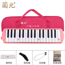 国光口风琴32键37键儿童幼儿园初学者学生用成人专业演奏级口吹琴 (32键粉色+软包+吹管+吹奏说明)
