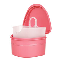 雅克菱 义齿护理盒 便携防磨假牙套正畸牙齿矫正隐适美保持器收纳清洁清洗护理盒 粉色