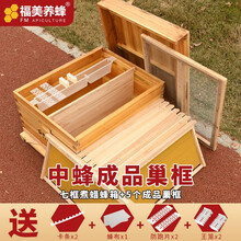 福美养蜂 蜂箱全套已组装成品巢框中蜂箱十框七框蜜蜂箱带框巢础养蜂套餐 七框煮蜡蜂箱+5*成品巢框
