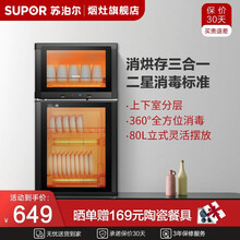 苏泊尔（SUPOR）80L/100L消毒柜家用立式消毒碗柜小型高温餐具茶杯碗筷消毒厨房柜 母婴专用 80升立式消毒柜L08