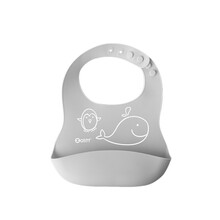 Zolitt 婴儿围兜 宝宝吃饭餐具辅助围嘴 硅胶可调节防水防油折叠便携 儿童饭兜罩防脏衣 灰色