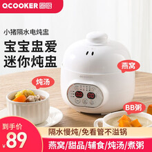 圈厨电炖锅宝宝辅食锅BB煲婴儿煮粥神器煲粥锅 小米白炖锅迷你隔水炖燕窝炖盅陶瓷煲汤锅 多功能迷你电炖锅-白色CR-DZ08