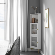 三角柜墙角柜北欧角柜现代简约边角柜边柜拐角转角 矮角柜长虹玻璃(白色) 组装