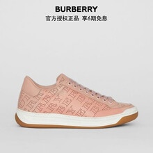 博柏利 BURBERRY 女士浅黄褐粉红冲孔徽标皮革运动鞋 40787001 35.5