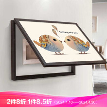 电表箱装饰画配电箱挂画现代简约上掀电箱电闸遮挡画餐厅壁画 亲亲小鸟 50x40可覆盖宽43x高36cm黑色画框