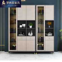 罗西慕 北欧轻奢玻璃门书柜客厅落地置物柜后现代简约展示柜大小户型家用书房书橱书架 0.8米双门书柜 订金