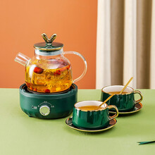 一壶百饮养生壶办公室1.1L花茶壶家用多功能迷你煮茶器热水壶玻璃小型养生壶养身水壶套装 1.1L玻璃壶+2杯2勺2碟+旋钮底座B