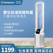 美国西屋无叶风扇家用电风扇除菌UV灯无叶扇落地立式轻音风扇智能遥控加湿婴儿扇过滤空气循环净化扇 WX-WYP01白银