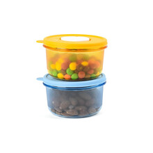 特百惠（Tupperware）400ml微波小萌碗 冰箱密封保鲜盒 便携午餐微波饭盒便当盒 橙色+天蓝