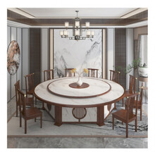 草木知威 酒店电动餐桌大圆桌新中式15人20人自动转盘饭店宴会包厢火锅桌椅 手动1.6米