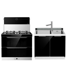 火星人（marssenger）T7BX 玻璃款 消毒柜款集成灶 天然气+C2集成水槽 套装