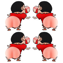 车门防撞条汽车防撞贴3D硅胶汽车贴纸车身装饰件汽车门防撞条后视镜卡通动漫可爱机器猫柯基蜡笔小新屁屁贴 【小新】2对 Q弹款