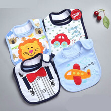 婴儿口水巾围兜水吃饭魔术贴棉宝宝围嘴新生儿吐奶口水围兜 套餐1(4条装)