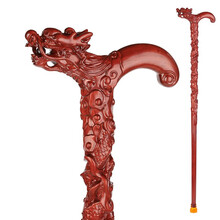 老人龙头拐杖实木雕刻防滑拐扙男女木头防滑非桃木手杖拐棍工艺品 盘龙拐杖