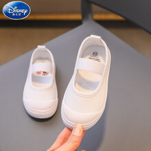 迪士尼(Disney) 幼儿园小白鞋儿童球鞋六一校园演出帆布鞋男女童白色室内舞蹈鞋旗舰官方特价 C08-1 30码【内长19CM】