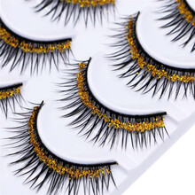 Y  假睫毛 儿童演出假睫毛带钻石假眼睫毛儿童舞台表演闪亮六一节日点钻镶水钻新娘跳舞比赛 金粉假睫毛