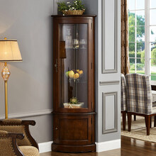 三角柜墙角柜美式轻奢实木客厅转角简约角落墙角立柜家用储物拐角柜 深胡桃色 A款 整装