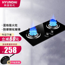 韩国现代（HYUNDAI）燃气灶煤气灶天然气灶台 天然气液化气猛火双灶 台嵌两用炉灶家用猛火炉具 【经济款】精钢炉头+4.2KW猛火灶+熄火保护 气源选择：【罐装液化气】