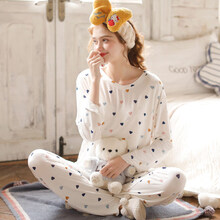 yourban月子服夏莫代尔产妇产后哺乳睡衣孕妇大码薄款家居服套装 WM807C白底彩色桃心(此花色比同码其它花色偏大 M