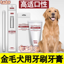 金毛犬专用幼犬狗狗可食用牙刷牙膏套装软毛去牙垢牙结石除口臭气用的口腔 牙刷牙膏套装
