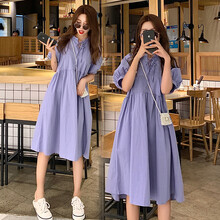 郁彼 孕妇装夏装孕妇裙夏季夏天外穿法式蝴蝶结孕妇连衣裙宽松大码孕妇裙子孕妈装 紫色 M