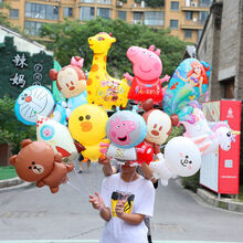 加油棒充气棒五一气球卡通地推气球摆摊玩具微商礼品气球手棒打击棒头饰定做 夹片10款混20只(带杆)