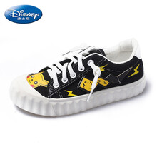 ℘Disney/迪士尼 2021新款男女学生皮卡丘帆布鞋男童布鞋女童小白鞋儿童设计款童鞋 黑色 158 26 内长约17cm
